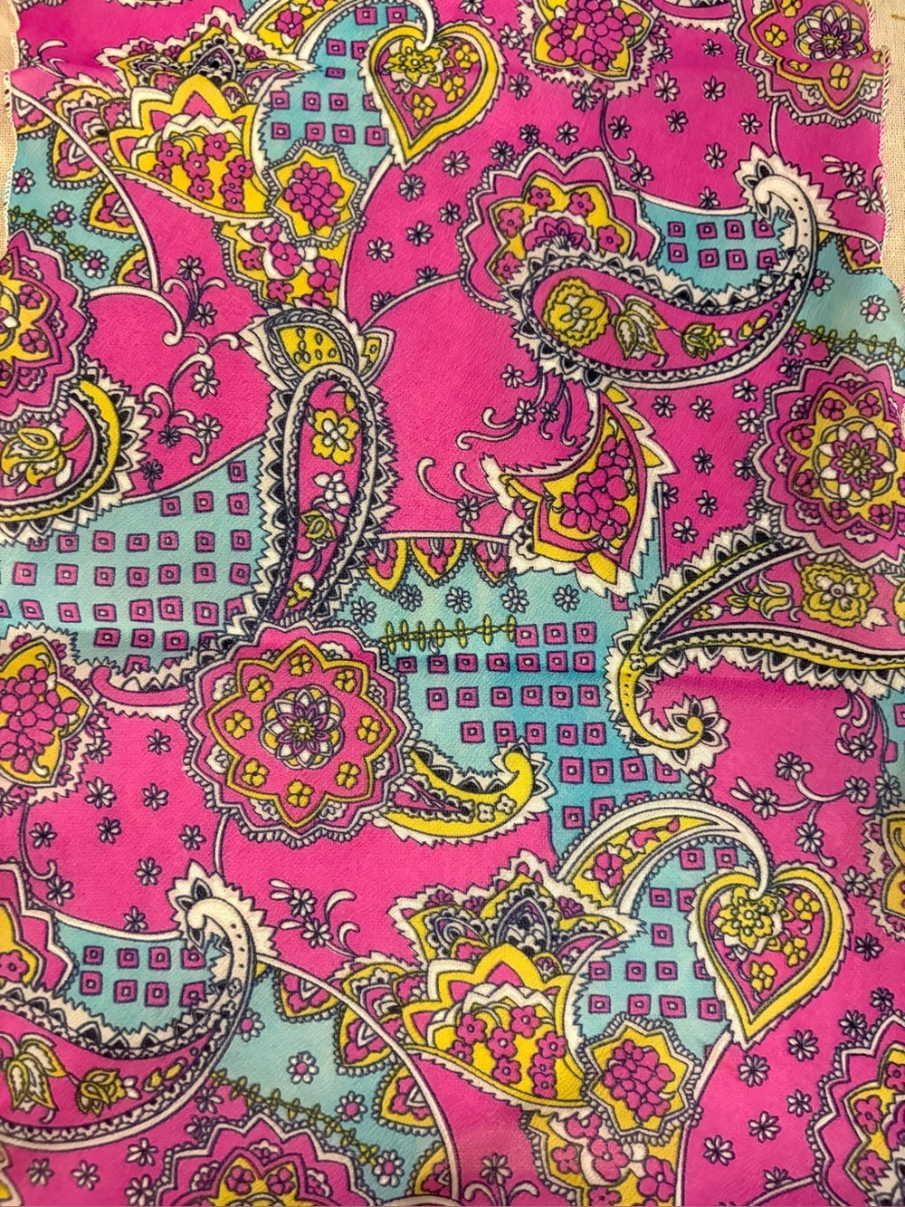 Vibrant Pink Paisley Vintage Scarf